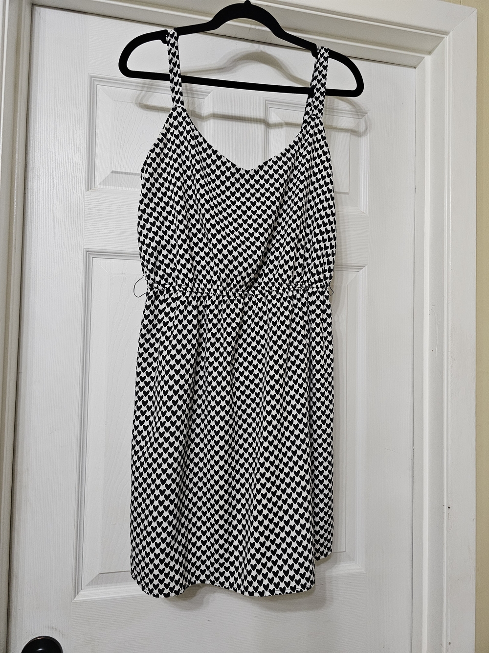 BeBop Black and White Heart-Print Dress With Belt